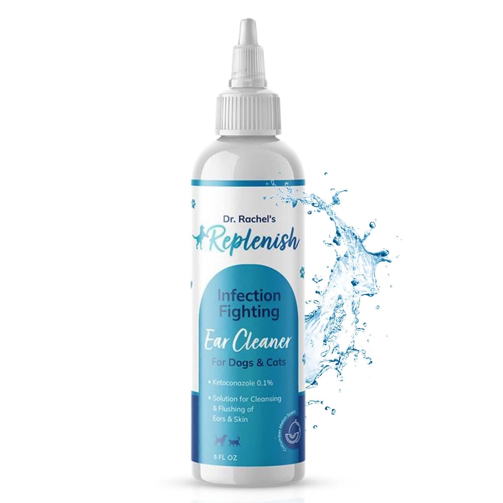 Solução de limpeza de ouvido otico para cães – Limpador de ouvido antisséptico para cães e gatos – Flush de ouvido avançado para tratamento de levedura e controle de Odor – 8 onças