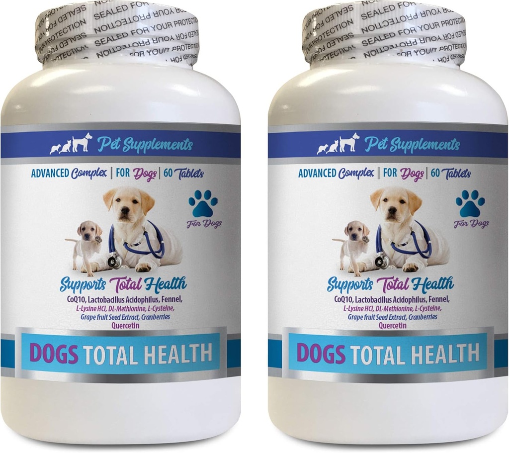 PET SUPLEMENTS & NUTRITION LLC Dog Dental Higiene - Cães Controle de Saúde Total - Suporte Imune - unhas de pele de cabelo Oral Olho Saúde Fórmula - Cálcio oral para cães - 2 garrafas (120 doces)