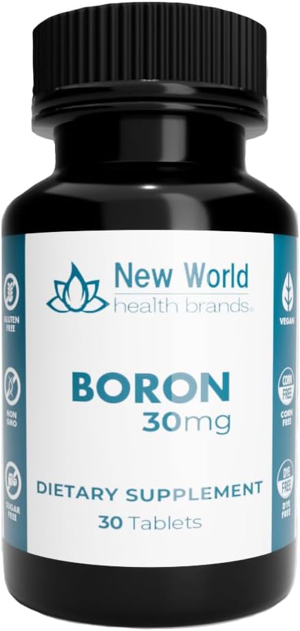 Boro 30mg Suplemento Mineral - Comprimidos Soft-Pressed Thyroid Support Fórmula de Absorção Rápida (30)