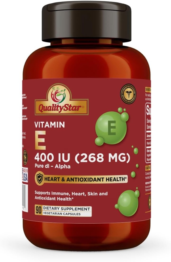 Cápsulas Vitamina E para Imune, Coração, Pele, & Antioxidante Saúde - 100% Vegan uma vez cápsulas diárias 90 Cápsulas de 400 UI (268 mg)