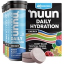 Nuun Energy Eletrolyte Tablets com Ginseng, Cafeína de Extrato de Chá Verde, Vitamina B12, B6, B5, Magnésio e 4 Outros Eletrolitos, Gluten Free & Vegan, Sabores mistos, 4 Pack (40 Servings Total)