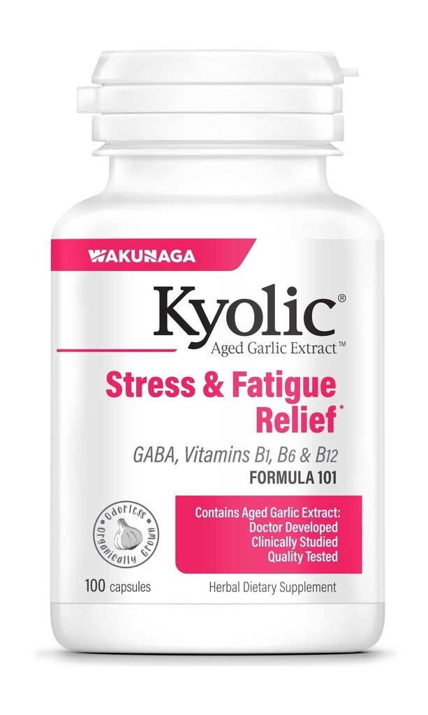 Kyolic Aged Alho Extract Fórmula 101, Stress and Fatigue Relief, 100 Cápsulas.