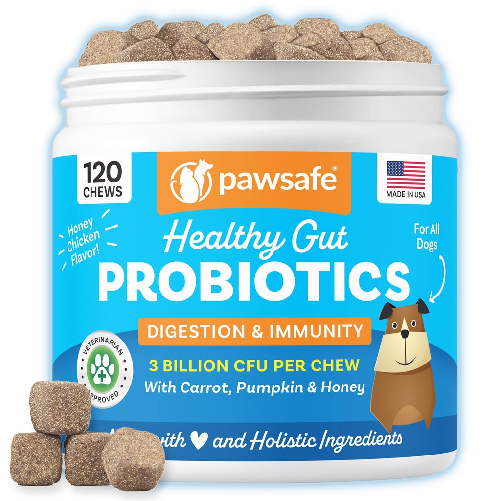 Dog Probióticos, Honey Chicken Flavor, 120 mastigações macias para Digestive & Gut Health, Imune Support Supplement, Alívio de Gás, Anti-Diarrhea, Ajuda com Alergias, Estômagos Chatos, Levedura e Pele Comichão
