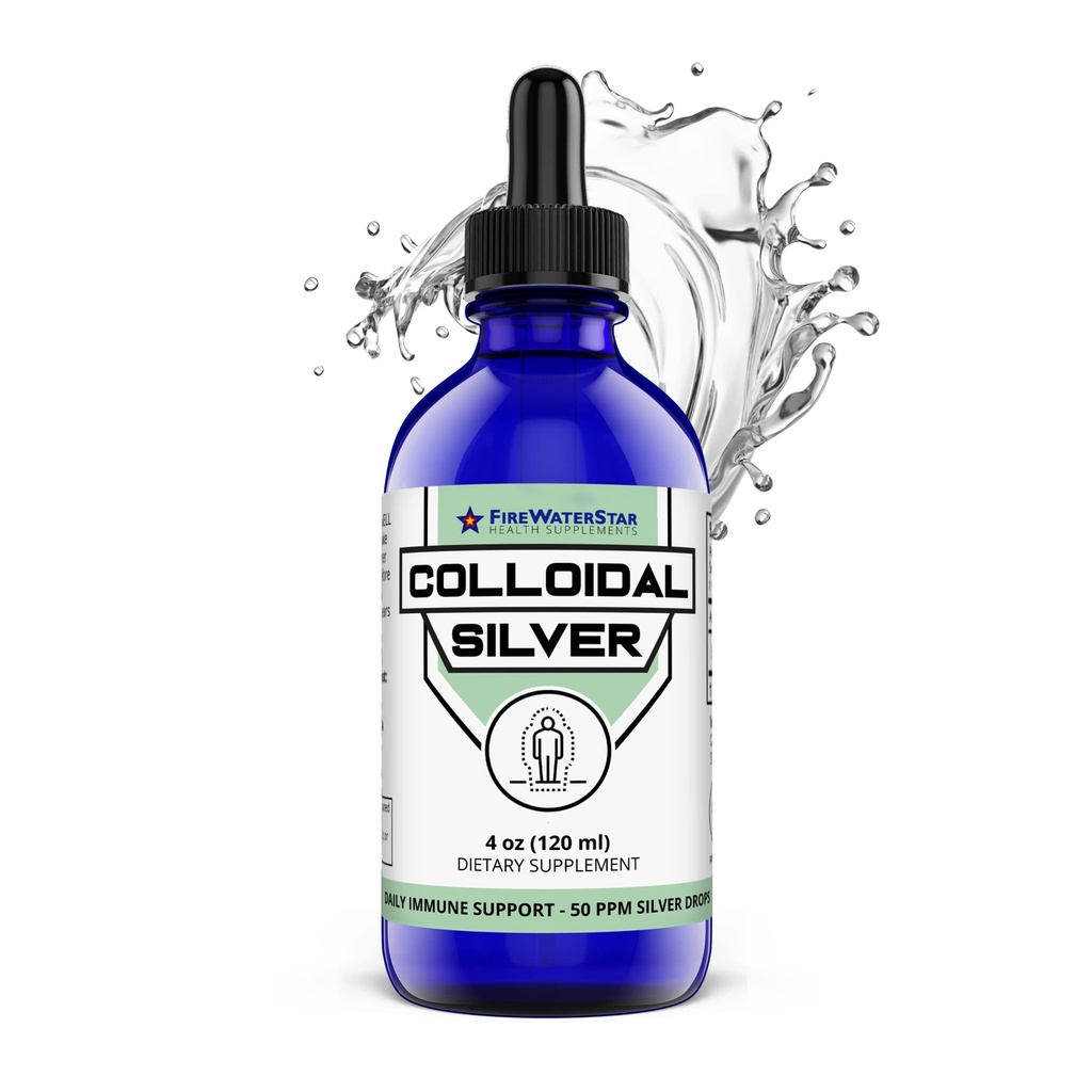 FWS Coloidal Silver, Liquid Silver Drops, 99,99% Pure Silver, 4 oz garrafa de vidro, 60 Servings (2 Mês de Fornecimento), 50 ppm, Concentrado para Servings Fácil e Convenient