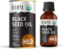 RAWYA Black Seed Oil - Cold Pressed - Black Cumin Seed - Premium Nigella Sativa - Omega 3 6 9 - Kalonji para a pele e cabelo saudável - Não-GMO, Gluten-Free - Wellness Oil - leve Flavor - 3.4 Fl Oz