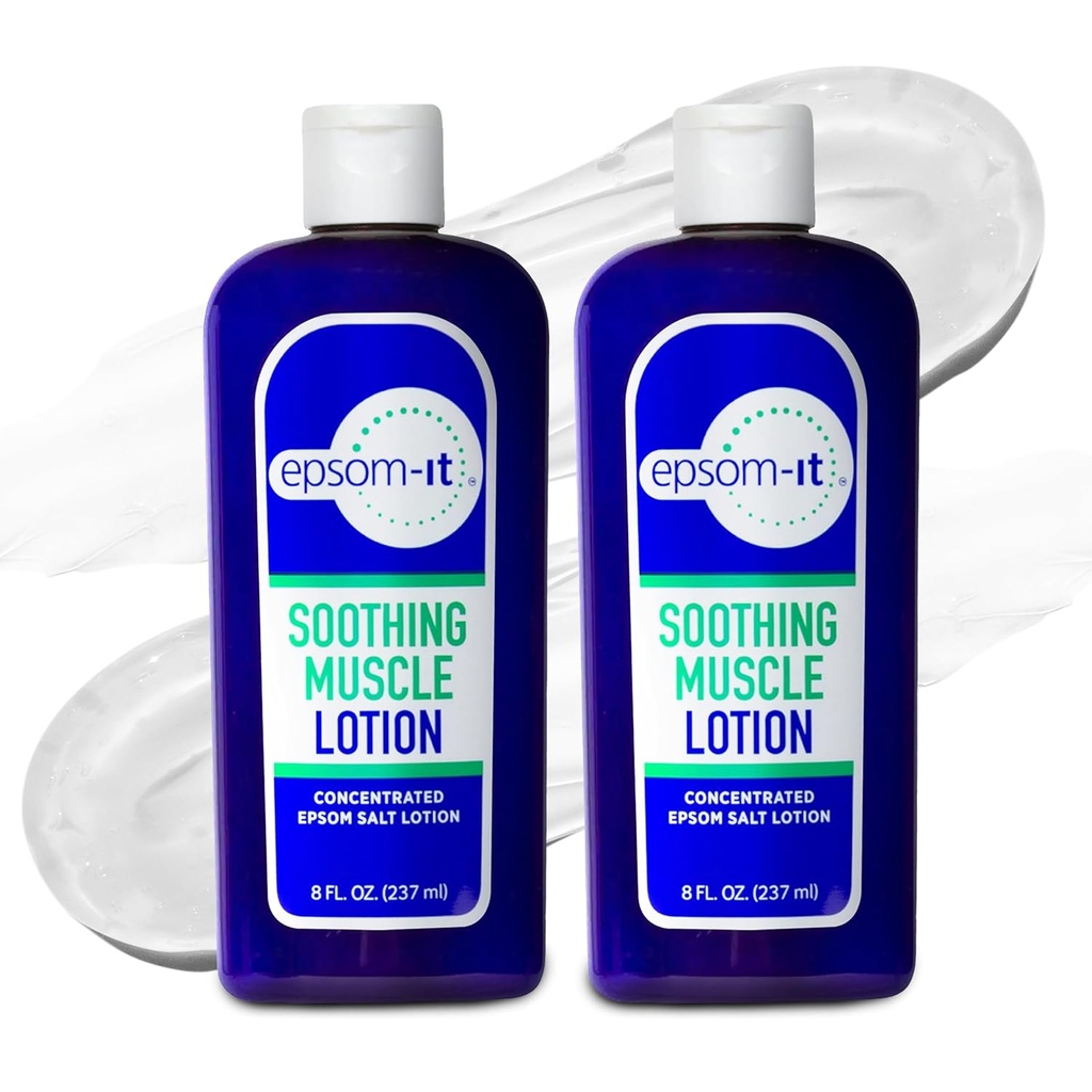 EPSOM-IT calmante Loção muscular - Epsom Sal Magnesium Sulfate Cream Arnica para rigidez muscular, Loção de magnésio tópico, proporcionando conforto para pernas, joelhos e pés, 8.0 onças, 2-Pack
