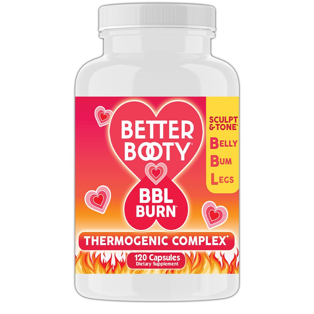 Better Booty BBL Burn Thermogenic Complex Capsules, Tone & Sculpt Belly, Bum + Pernas w. Garcinia Cambogia, Guaraná, Green Tea Ext, ALA, & Cayenne Pepper Supplement (120ct, 60 Servings)