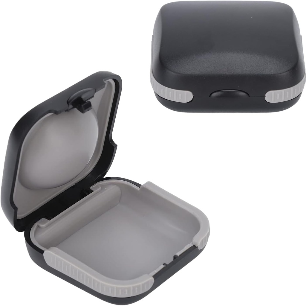 Caixa protetora para aparelhos auditivos de viagem Hard Small Splashproof 2.16"*2.04"*0.39" Interior almofadado para 2 aparelhos auditivos, ITE, RIC, CIC (Black)