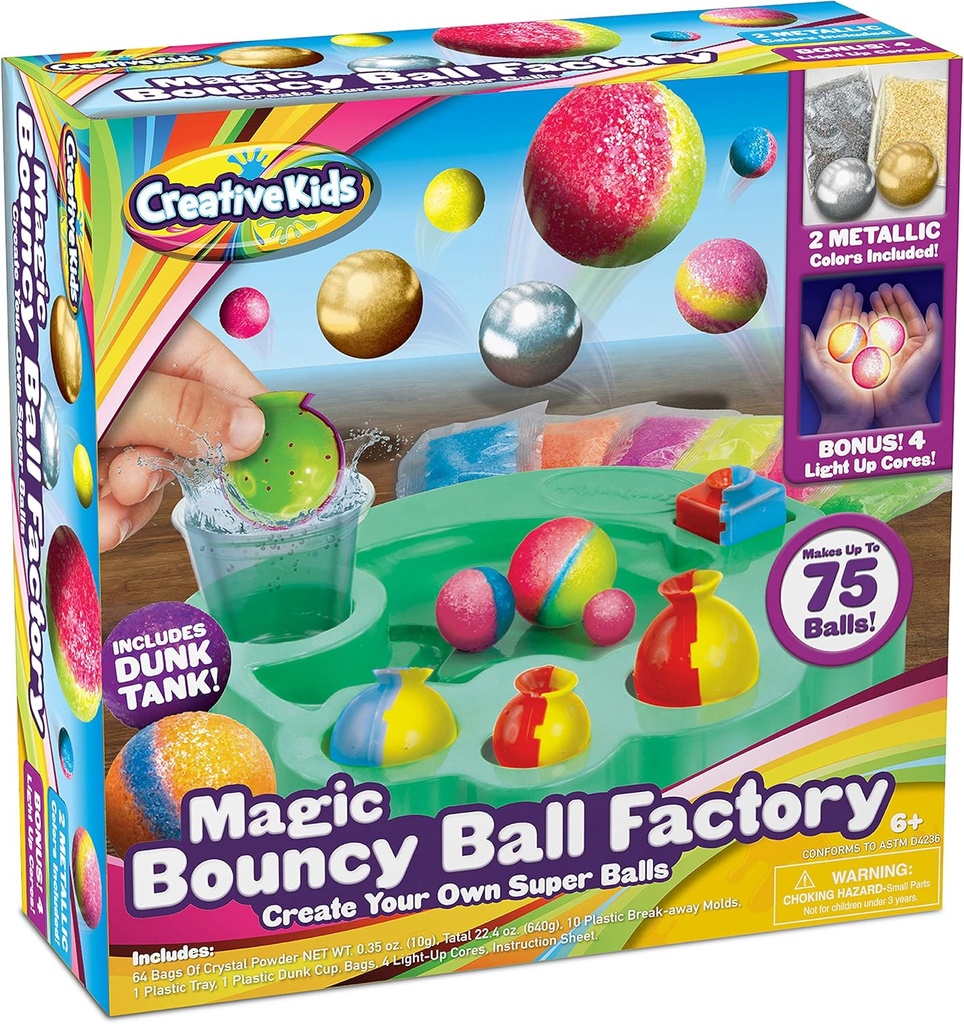 Magic Bouncy Ball Factory Set - Faça 75 bolas impressionantes DIY Bouncy, Light-Up Magic Balls! Kits Científicos para Crianças, Perfeitos para Projetos Científicos e Festas Científicas!