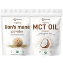 Micro Ingredientes MCT Oil Powder com Prebiótico Fibra & Leões Mane Mushroom Suplemento Powder Bundle 2 Pack C8 MCT Oil for Cafe Cafe Creamer .