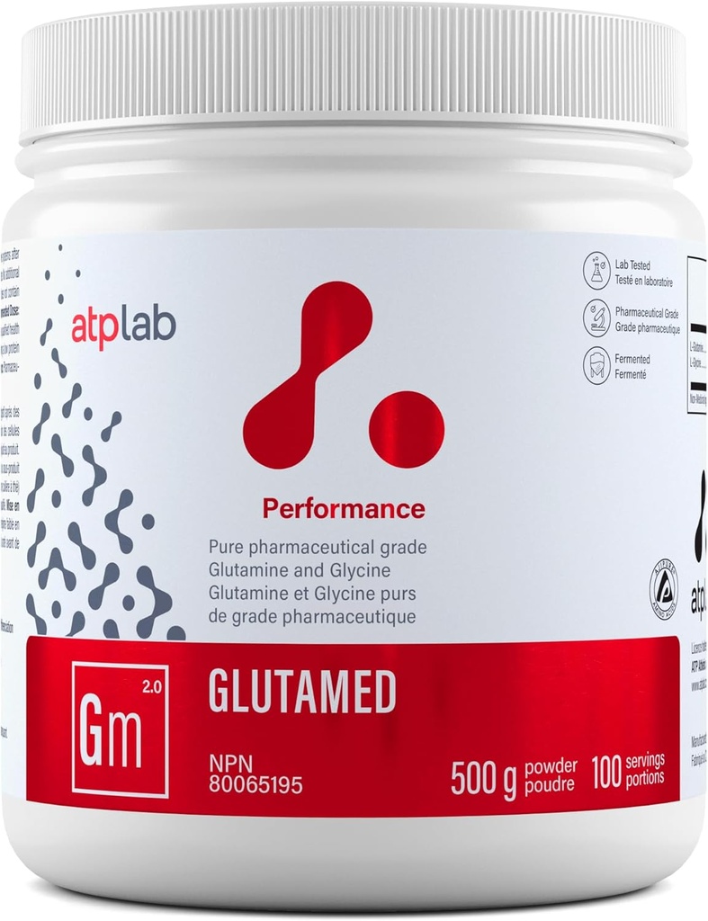 ATP LAB (Glutamed 500g ) Pure Pharmaceutical-Grade Glutamina e Glycine. A melhor combinação de glutamina e glicina.