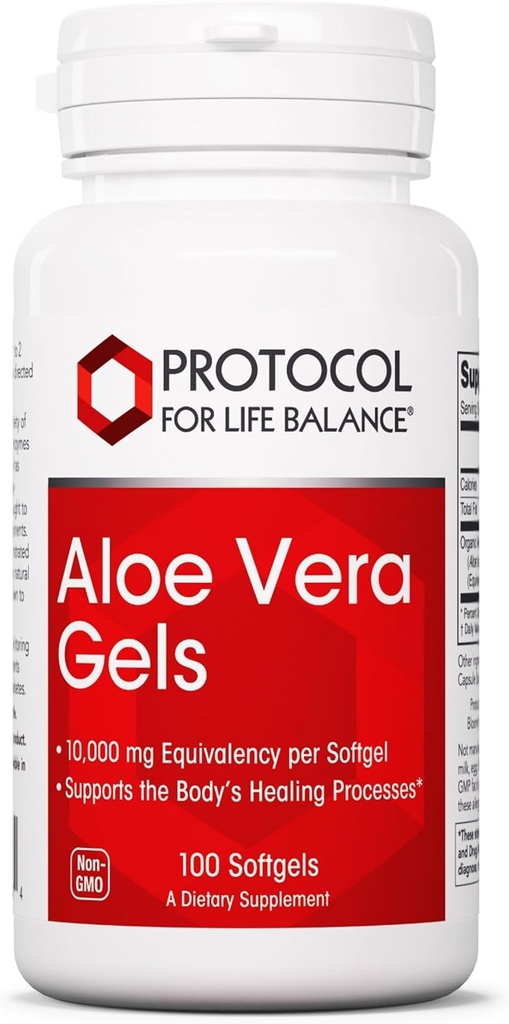 Protocolo Aloe Vera Gels - Suplemento Digestivo* - com GAGs - Naturalmente Ocorrendo Vitaminas e Aminoácidos - Não-GMO & Halal - 100 Softgels