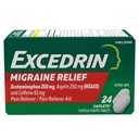 Excedrina Migraine Relief Caplets para sintomas de enxaqueca, acetaminofeno 250mg, aspirina 250mg, cafeína 65mg, alívio da dor, 24 Contagem