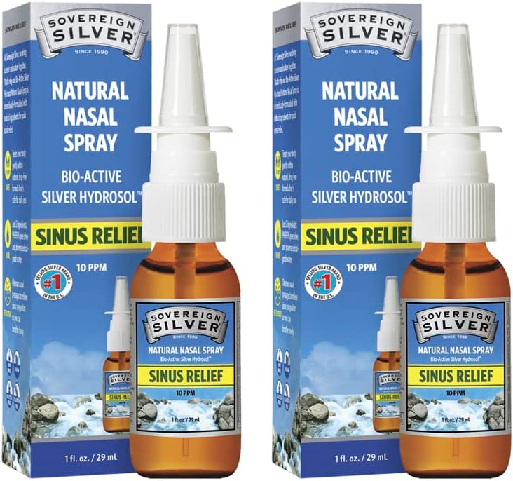 Soberano Silver Bio-Active Colloidal Silver Hydrosol para suporte imunológico - 10ppm - 1oz - Pulverizador nasal - Pacote de 2