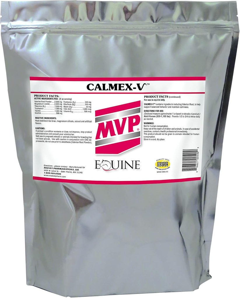Calmex-V (10lb) Apoio calmante para cavalos.