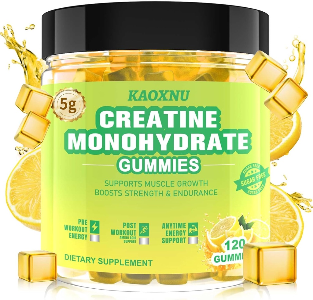 Creatina Mono-hidratado chicletes 5600mg para homens e mulheres, 120 CT Mastigado Creatina chicletes para apoio muscular, Energia Boost, 5.6g de Creatina Mono-hidratado por serviço - Açúcar livre, Vegan (Flavor de Leão)