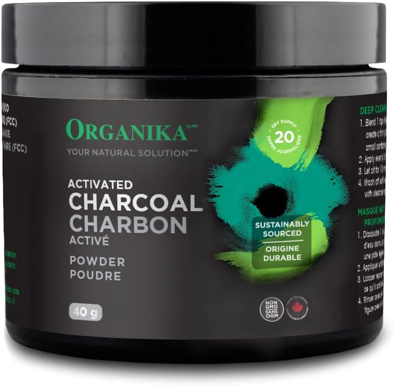 Pó de carvão activado de ORGANIKA, 40 GR