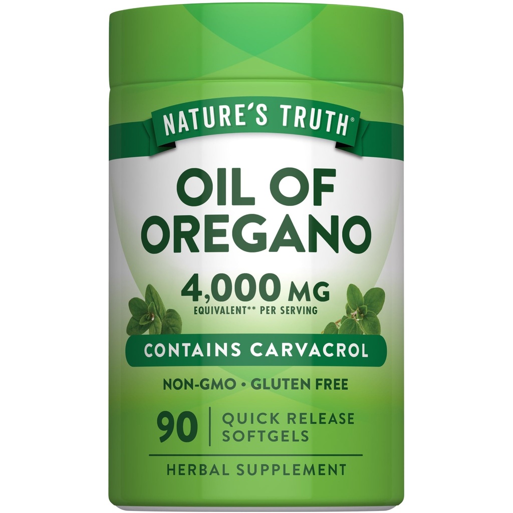 Nature's Truth Orégano Oil Softgels - 90 comprimidos - Contém Carvacrol - Não-GMO e Suplemento sem glúten