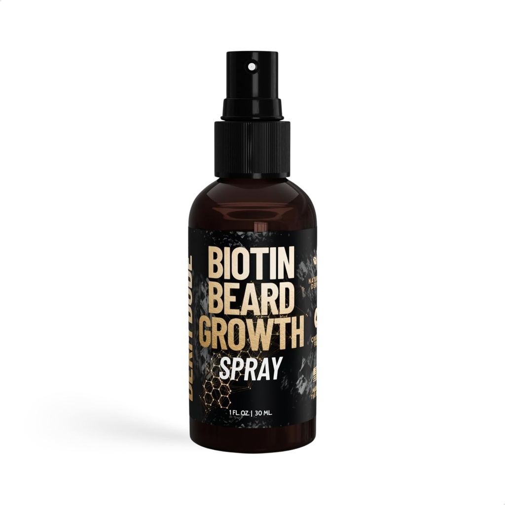 Derm Dude Biotin Pulverizador de crescimento de barba para homens Formulado com extrato de Biotina e Bamboo para o crescimento do cabelo