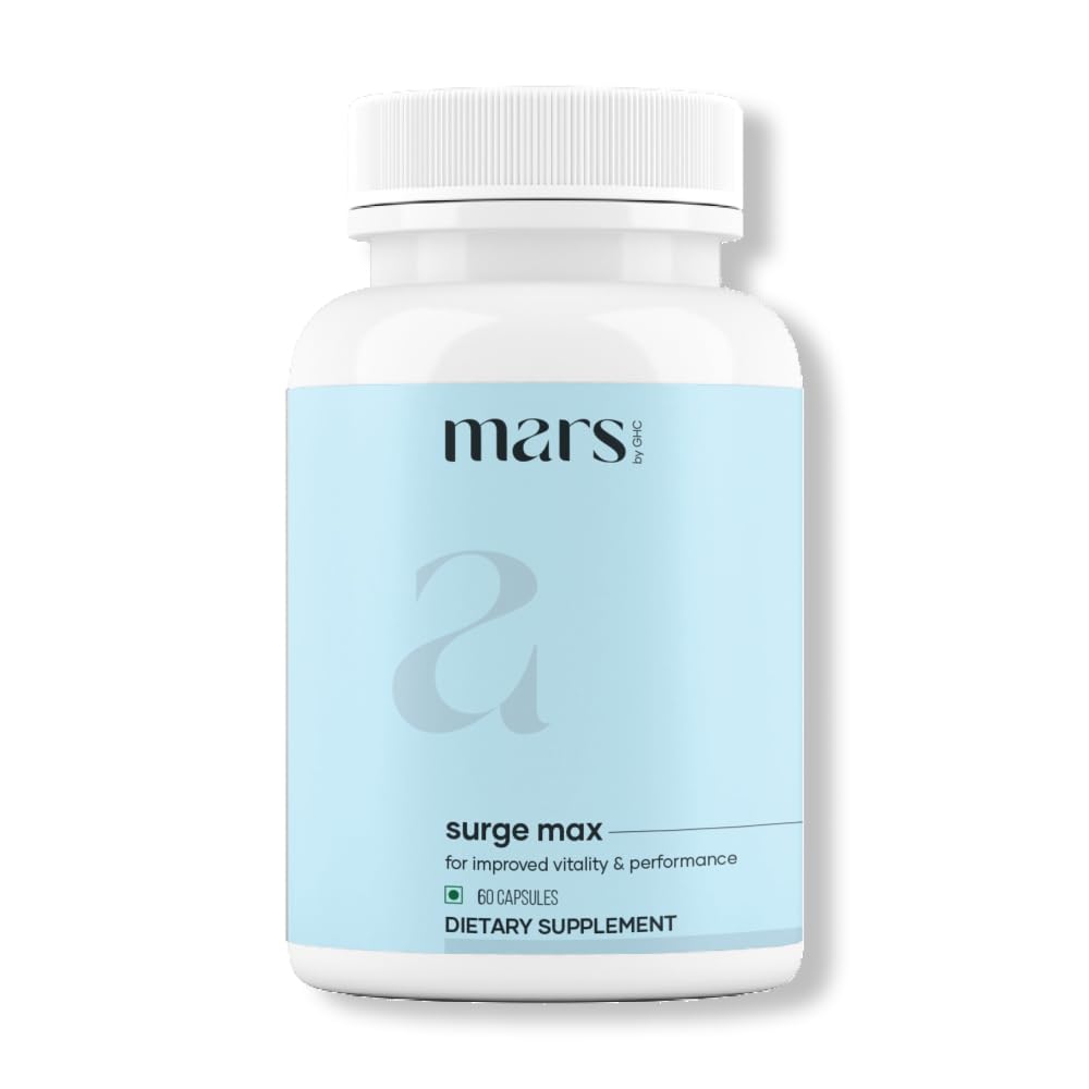 Mars Surgemax Cápsulas Naturais com Shilajit e Musli Seguro Suporta Energia, Força e Imunidade para Estilo de Vida Activo 60 Cápsulas