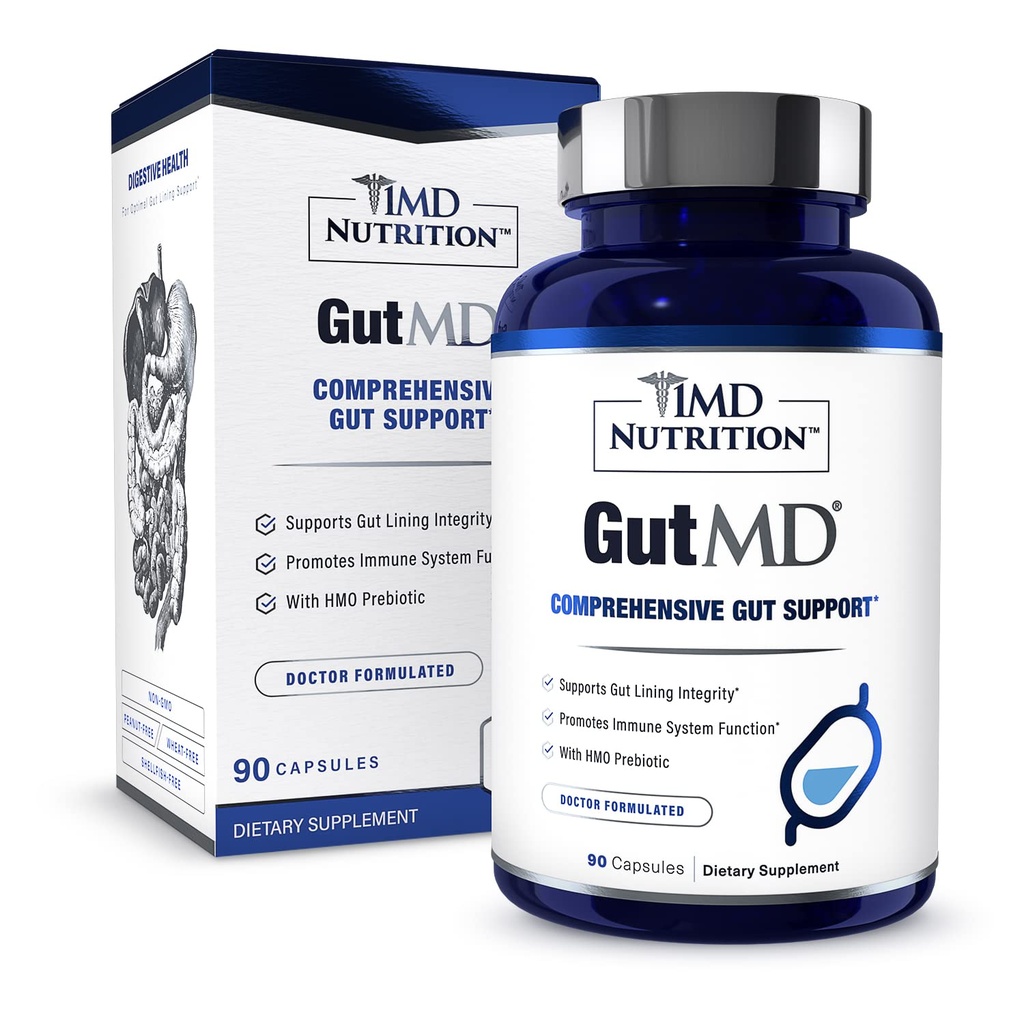 1MD Nutrition GutMD - L-Glutamina Cápsulas p/Prebiótico para Gut Saúde - L Glutamina Suplemento - Suporta Integridade de Trato Digestivo Saudável - 90 Cápsulas