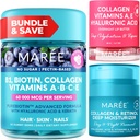 MAREE Bundle - Vitamina B1 pastilhas de tiamina, máscara de lábios, hidratante facial - A, E, D, C Vitaminas - Colágeno e ácido hialurônico, Retinol- Complexo para pele, unhas, cabelo - Máscara para lábios secos - creme antienvelhecimento