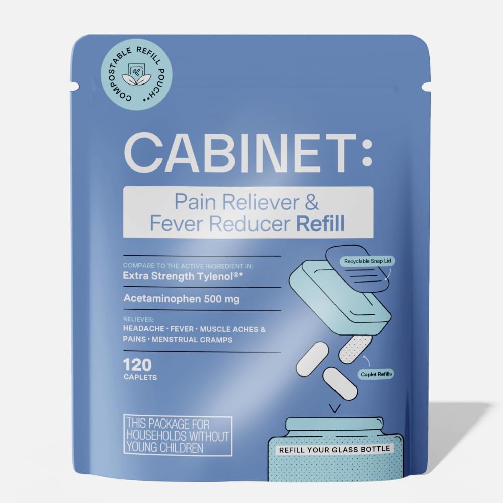 Gabinete: 500mg Acetaminofeno para alívio da dor de cabeça, Toothaches, Garganta Dolorosa e Redutor de Febre, 120 comprimidos (Refil)