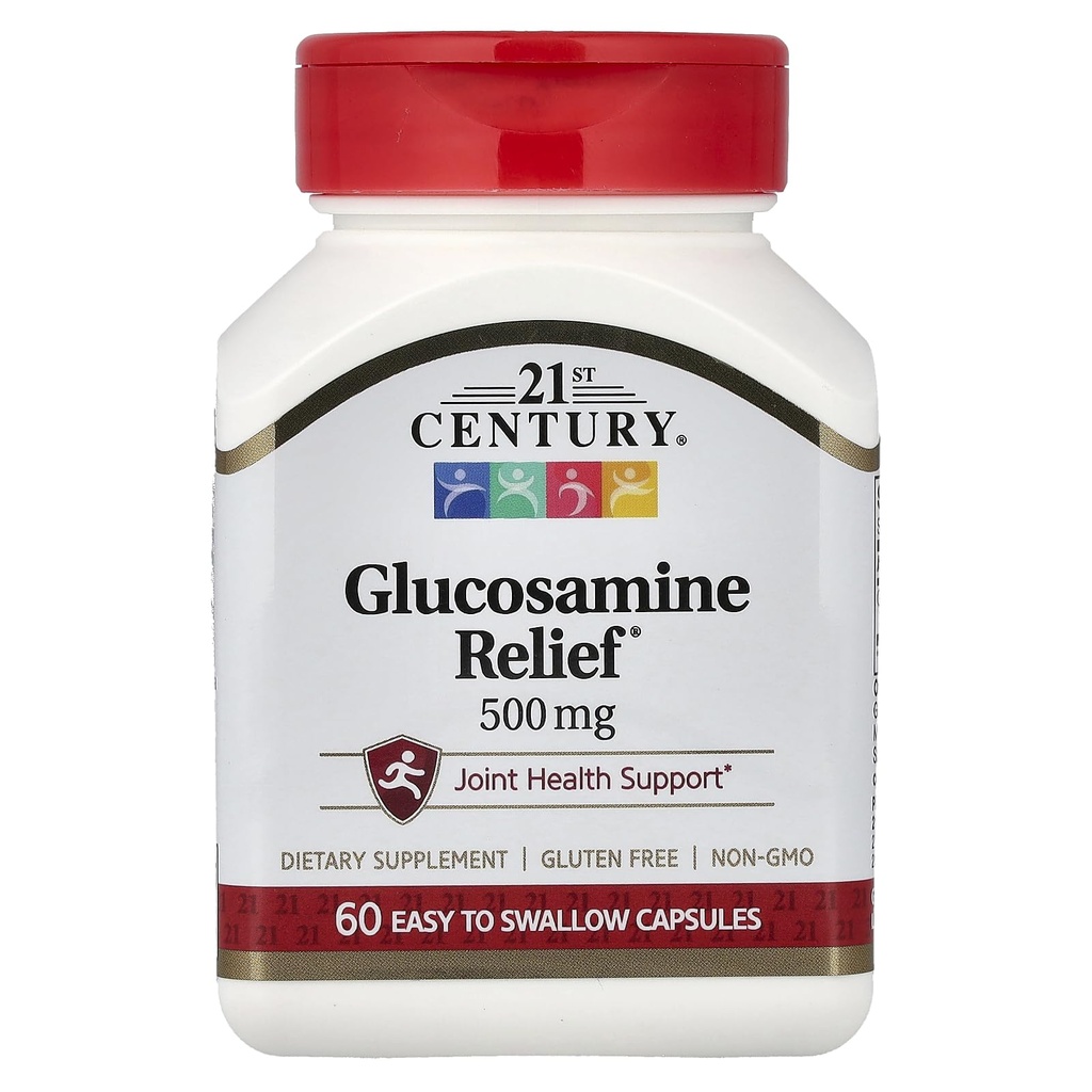 Alívio de Glucosamina do Século 21, 500 mg, 60 Cápsulas Fácil de Engolir