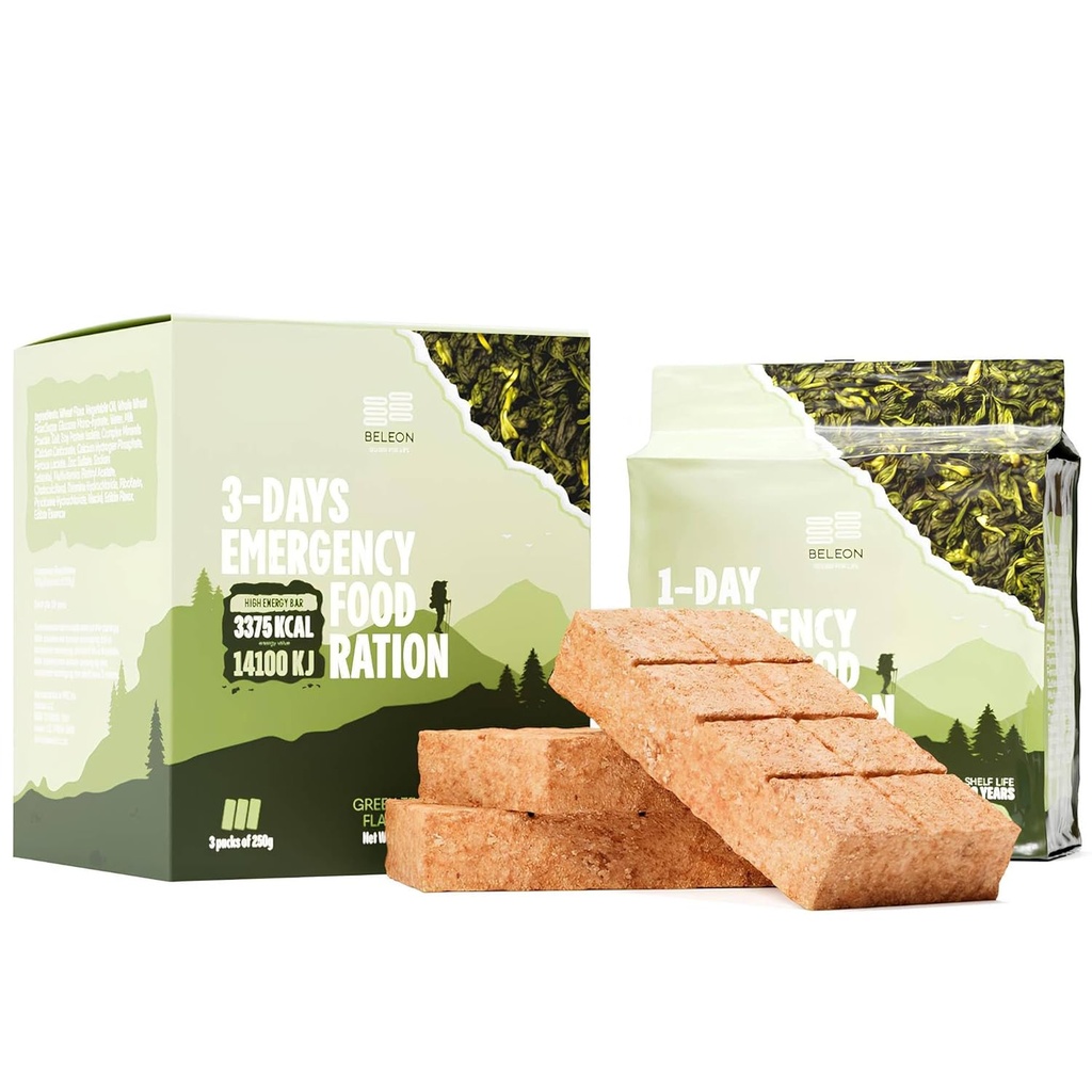 Fornecimento de alimentos de emergência de chá verde - 3 dias 72 horas Biscoitos Bares MREs Refeições Militares 2024 Kit de sobrevivência - 20 anos de vida de prateleira Camping suprimentos de caminhada