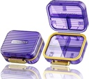 Caixa de pílulas pequena de Acedida, Organizador de pílulas de viagem, Compact 7-Compartimento Moistureproof Pill Case para bolsa, Chic Daily Pill Container, Portable Medicine & Vitamina Holder for Fish Oil & Supplements, Purple