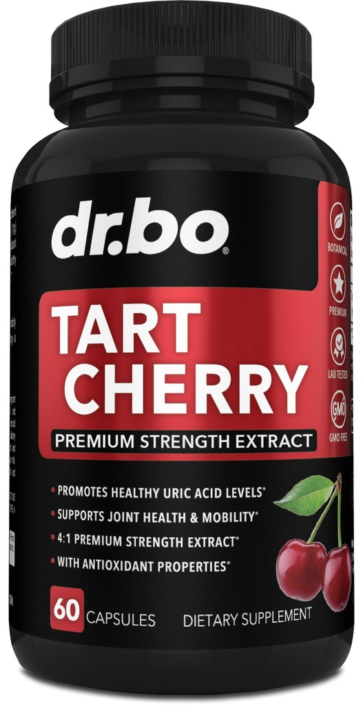 Tart Cherry Extract Cápsulas Suplemento - Purge Uric Acid Flush Cleanse Antioxidant Pills para apoio de repouso - Tart Cherry Cápsulas Antocianina Suplementos Ultra Puro Cerejas Vitaminas Concentrado Pill