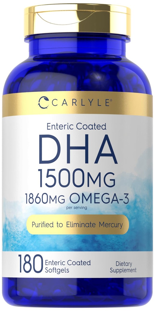 Carlyle DHA Supplement 1500mg . 180 Softgels . Omega-3 Supplement .