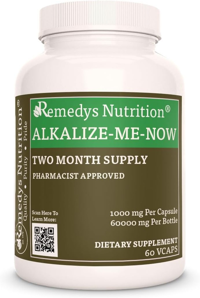Nutrição de Remedy Alkalize-me agora 1.000 mg, 60 Vegan Cápsulas Herbal Suplementos dietéticos