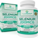 PurePremium Selenium 200mcg Supplement - L Selenometionina Essential Mineral - Apoio Diário para Tiróide Normal, Sistema Imune, Função de Próstata Normal - 3 Meses Fornecimento - 100 Cápsulas