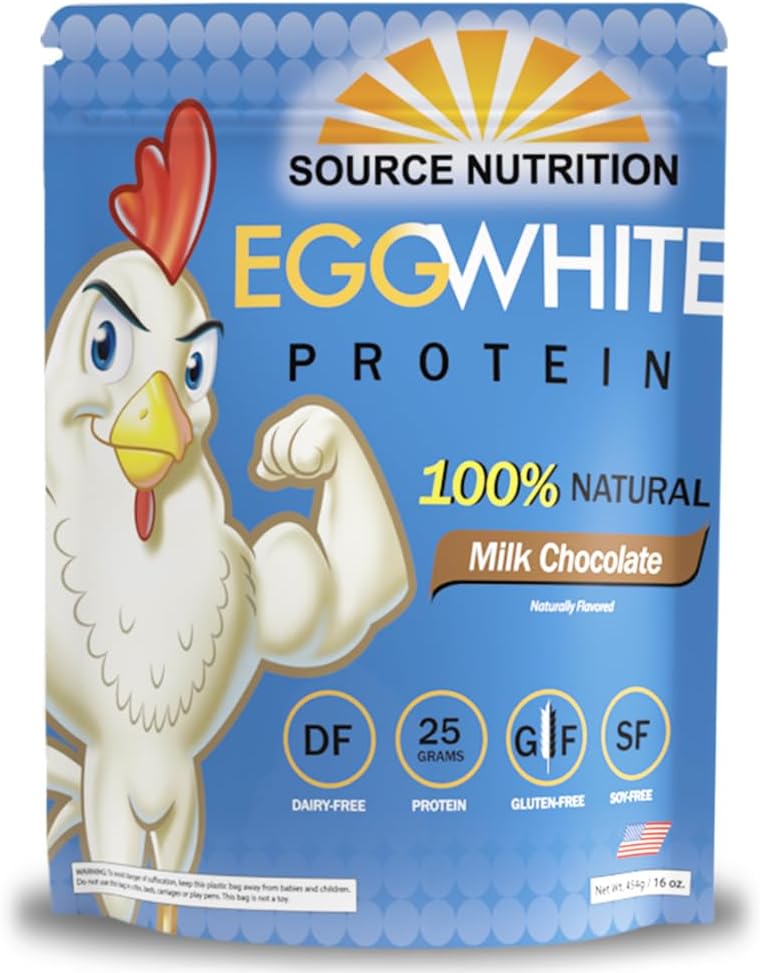 1 lb de proteína branca de ovo em pó por nutrição de origem - 25 Grams Protein, construir músculo magro, leite sem chocolate - leite