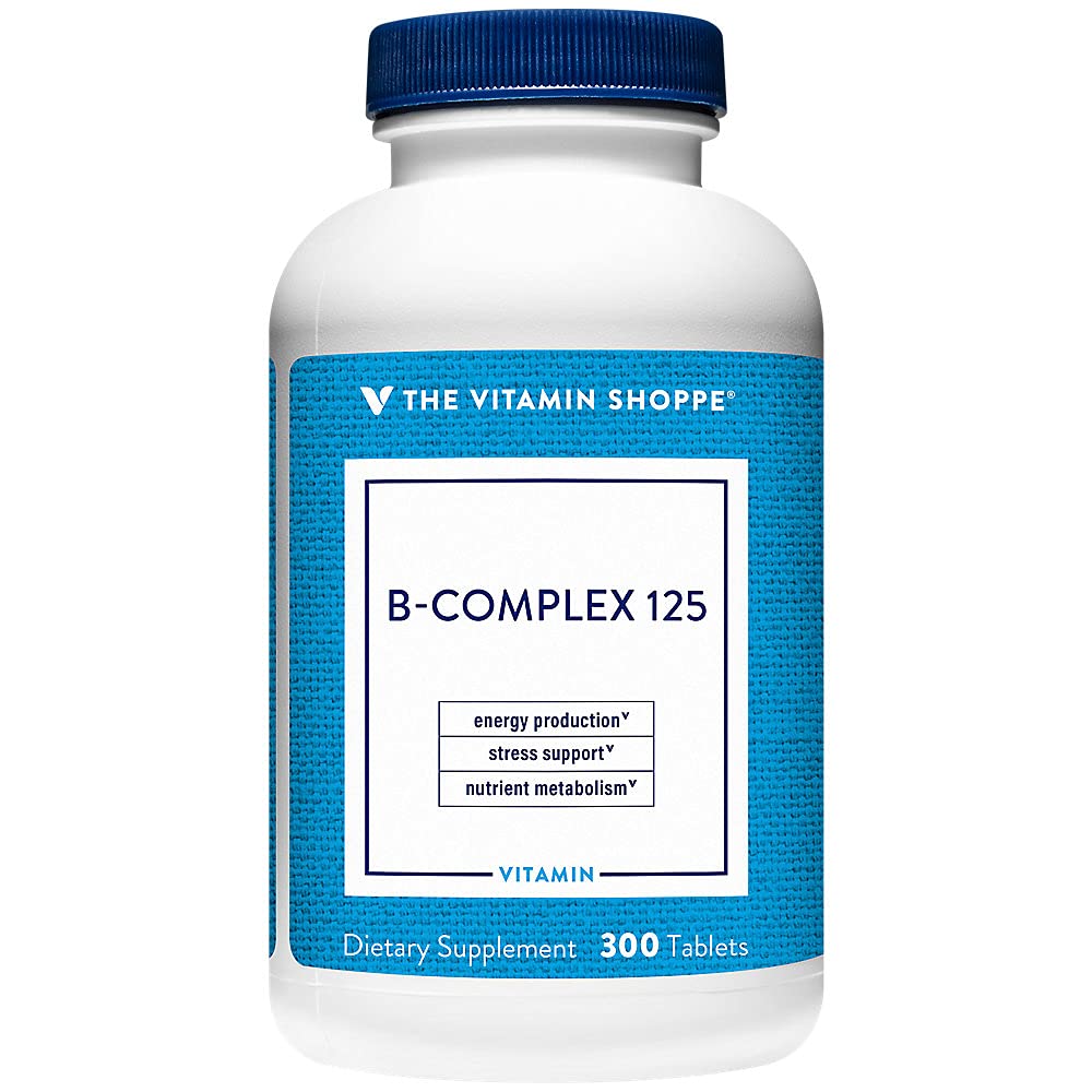 O Vitamina Shoppe B-Complex 125 – Suporta Produção de Energia, Função do Sistema Nervoso e Metabolismo Nutriente – Excelente Fonte de B1, B2, B6, B12, Niacina, Ácido Fólico e Biotina (300 comprimidos)