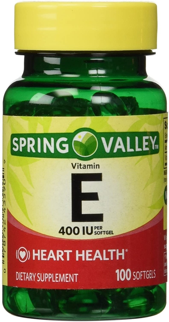 Spring Valley - Vitamina E 400 UI, Solúvel em Água, 100 Softgels