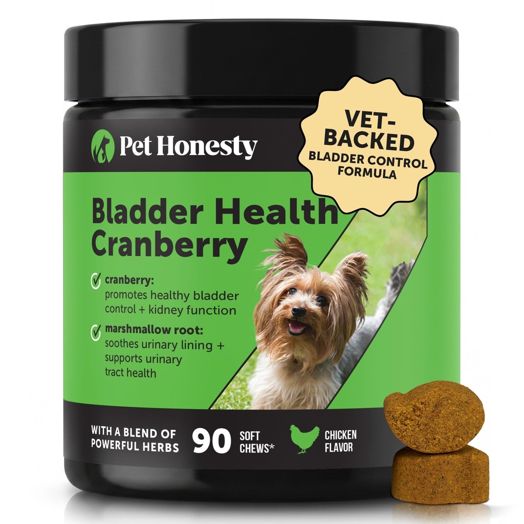 Saúde da bexiga Cranberry Supplement for Dogs – Suporte renal para cães, Cranberry & D-Mannose para a saúde do trato urinário do cão, urina do cão e suporte de bexiga (frango)