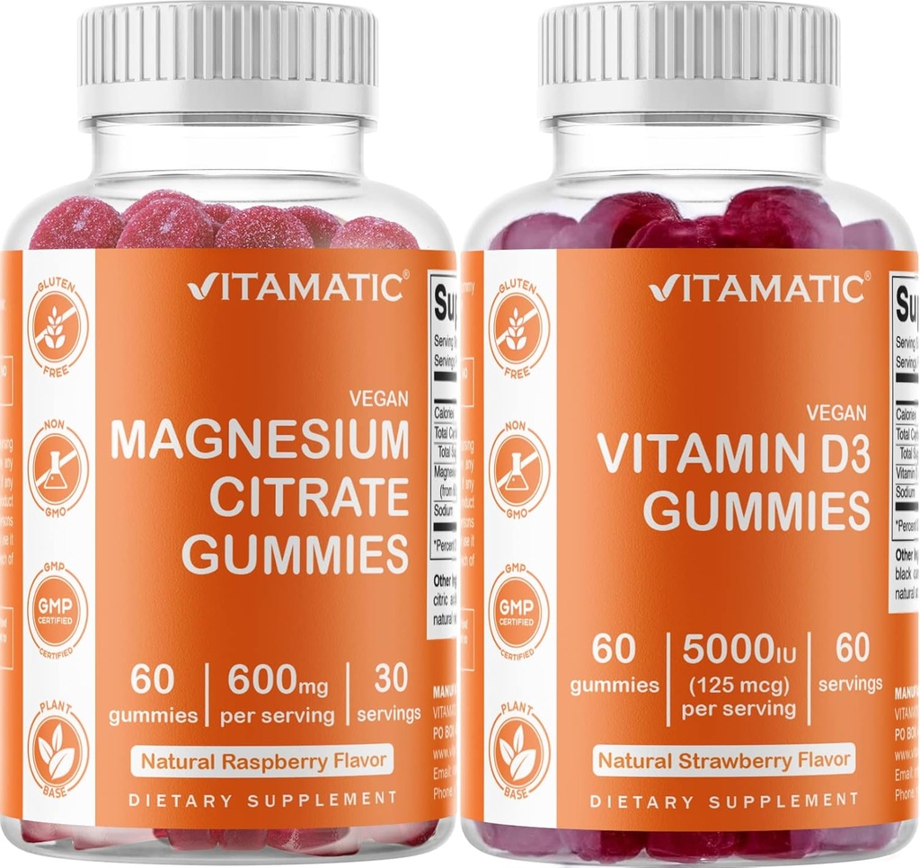 Vitamatic Magnésio & Vitamina D3 Gummies Combo - 60 Vegan Count Cada