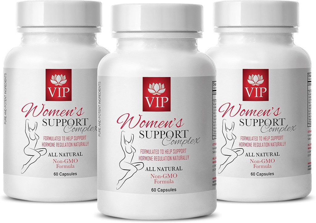 Hot Flashes Relief Menopausa - Complexo de apoio feminino Natural - Extrato raiz de alcaçuz - 3 frasco (180 cápsulas)