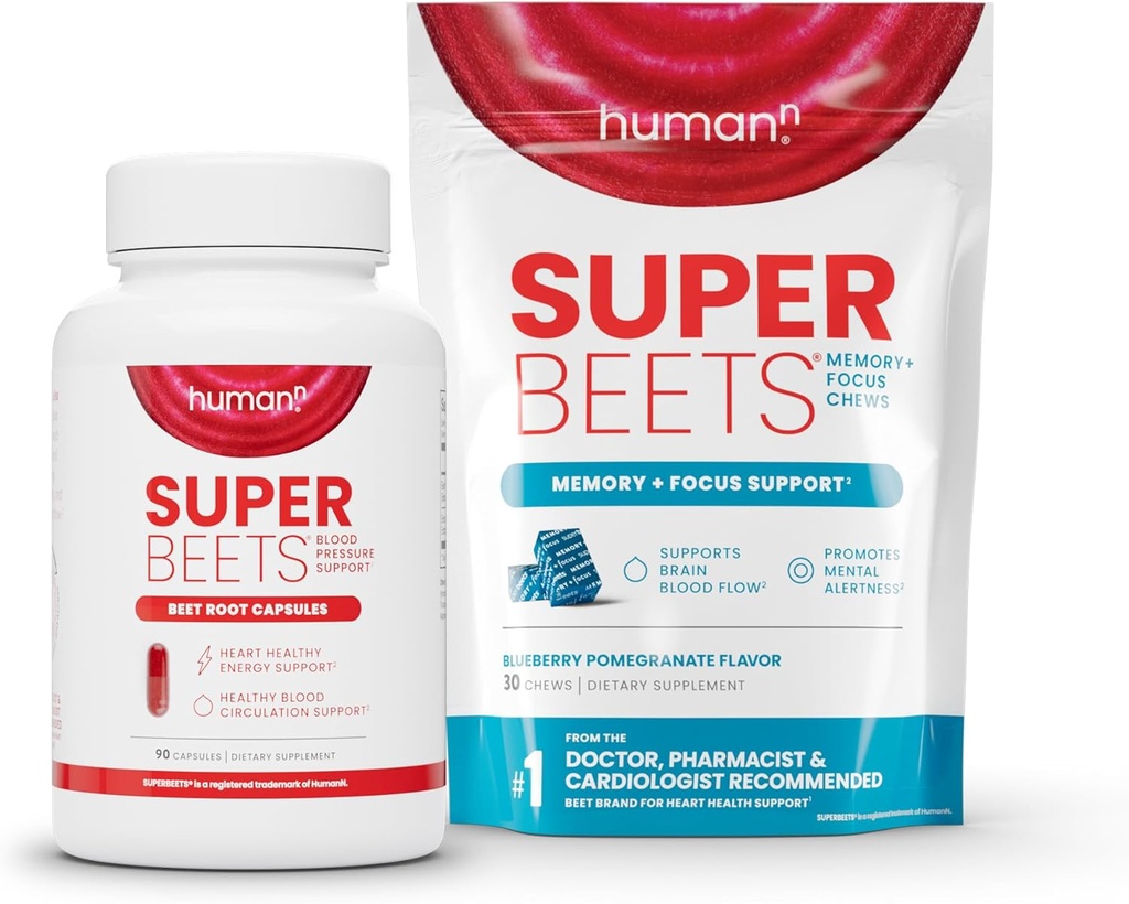 Humann SuperBeets Beterraba Raiz Cápsulas e Memória + Foco Mastiga