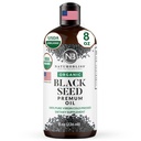 NaturoBliss Orgânico Black Seed Oil 100 Virgin Cold Pressed Omega 3 6 9 Super Antioxidante para apoio imunológico, Joints, Mobilidade, Digestão, Pele de cabelo Vegan, Sem glúten, Não-GMO USDA Certified 8oz