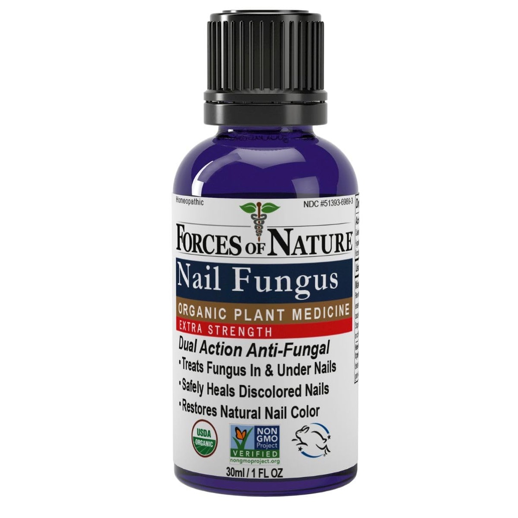 Forças da natureza Unhas unhas Fungos Tratamento de força extra, Antifúngico Orgânico Restaura Aparência de unhas e unhas dos pés, Medicina homeopática para unhas rachadas, secas e danificadas, 1,0 FL OZ