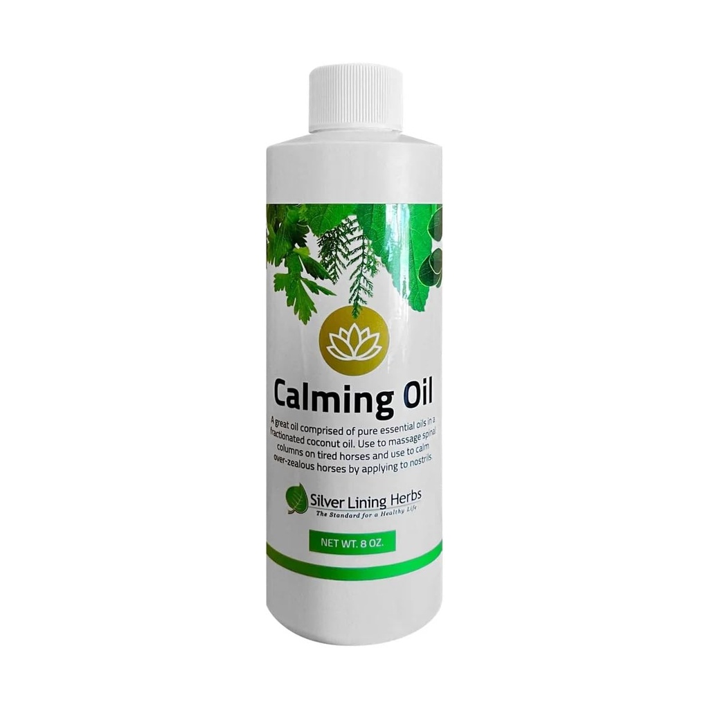Óleo calmante de ervas para cavalos – mistura de óleo essencial totalmente natural com óleo de coco – ajuda a relaxar cavalos ansiosos, inquietos e de alta resistência – 8 onças