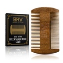 BRV HOMENS Barba e bigode Comb, 100% natural verde Sandalwood, bolso barba pente com caso de transporte, barba de madeira pente para homens para todos os tipos e estilos de cabelo e barba