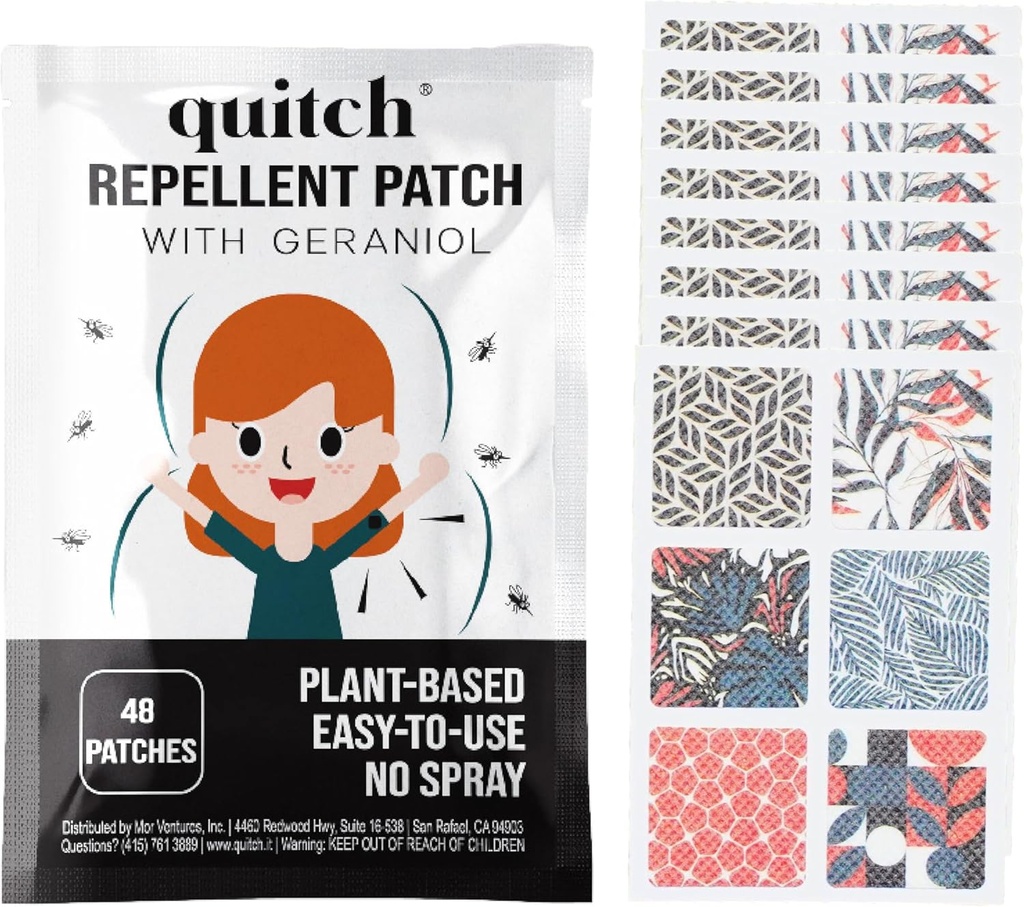 Quitch Natural Mosquito Repelente Stickers para Crianças e Adultos Geraniol Bug Patch
