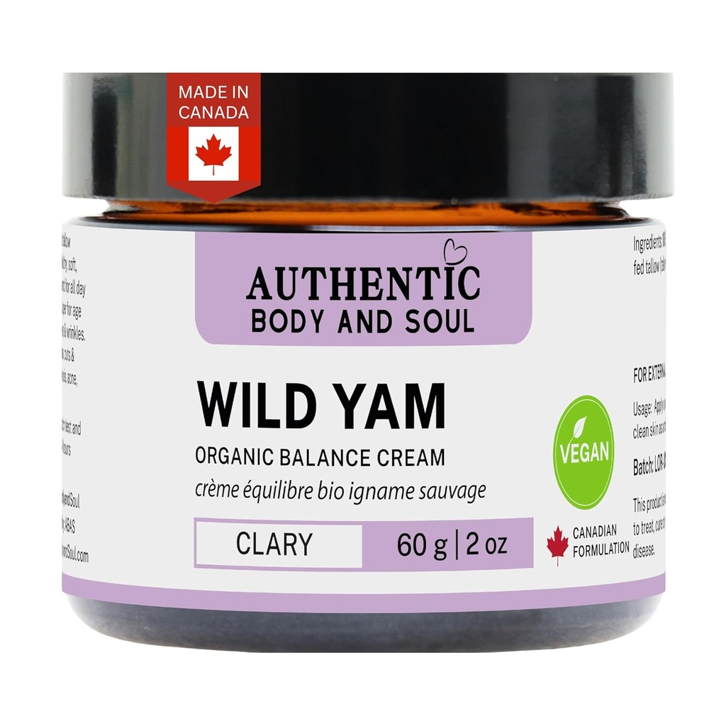 Autêntico orgânico Yam Raíz Balanceamento Creme para as mulheres com Premium Herbal Botanicals, Yam Cream, Wild Yam Skin Care, Todos os ingredientes certificado Vegan (VEGAN Clary Blend)