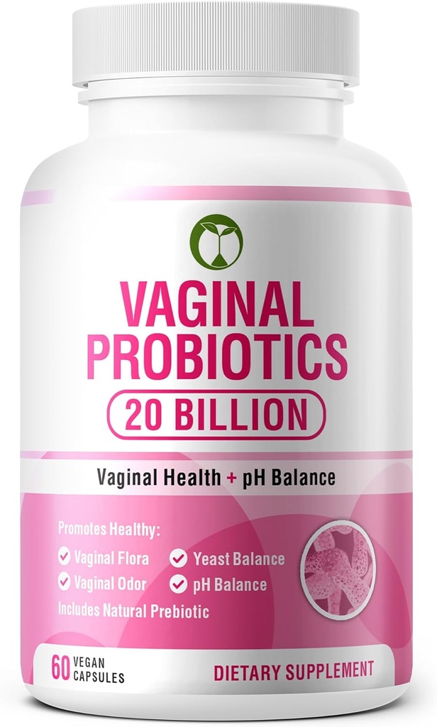 Probióticos vaginais para a saúde da mulher 20 bilhões de UFC PH Balance & Vaginigal Odor Suporte 60 Cápsulas