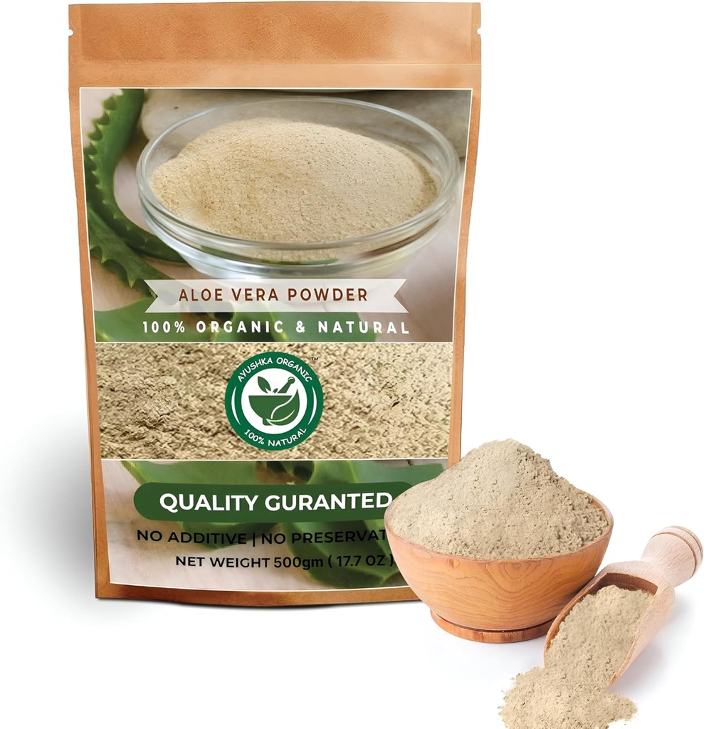 Aloe Vera Powder - Aloe barbadensis - Cuidado com o cabelo, cuidados com a pele e remédios naturais (17.7 OZ - 500 gm)