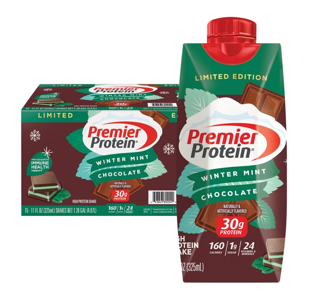 Premier Protein Winter Mint Chocolate Protein Shake 11 Fl Oz (Pacote de 1)